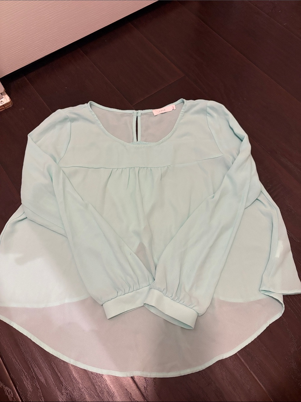 Lush Mint Green Long-Sleeve Peasant Blouse